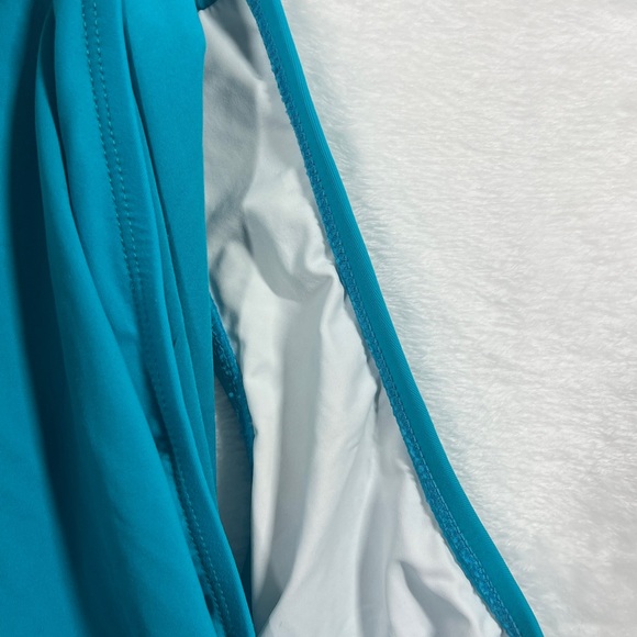 La Blanca Island Goddess Bandeau Mio One Piece Teal Strapless Swimsuit Size 2 - Picture 5 of 5